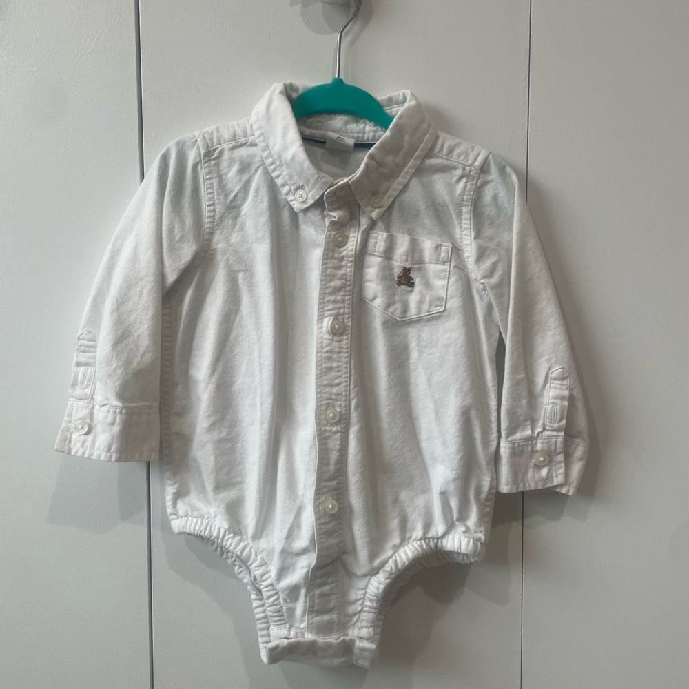 Baby Gap White Collared Shirt Onesie 12-18 MO